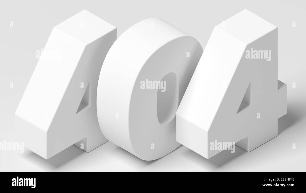 Pagina non trovata. HTTP 404. Errore. illustrazione 3d. Foto Stock