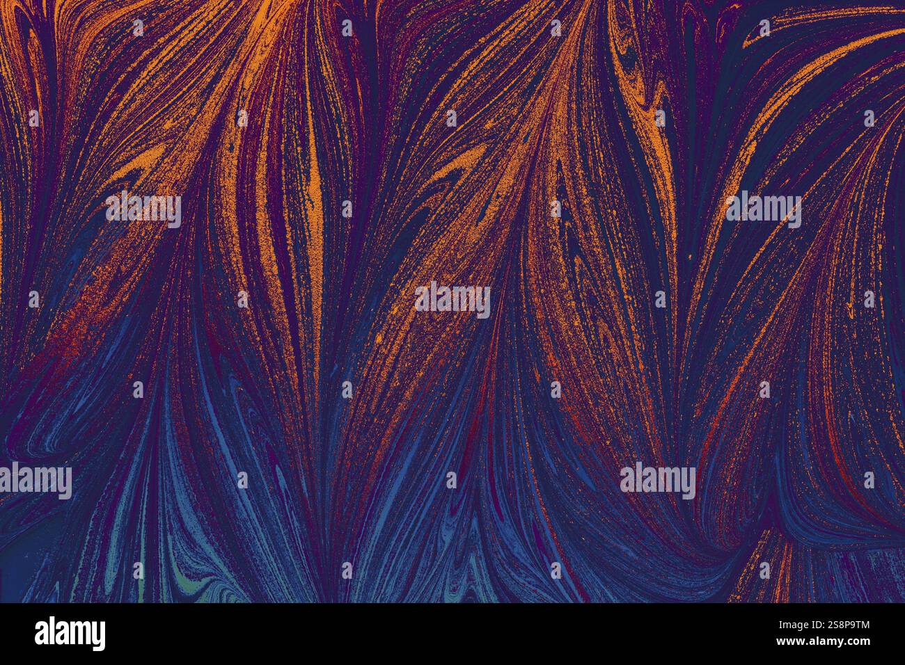 Bella arte astratta di tecniche di pittura di marbling Ebru sull'acqua con vernici acriliche Foto Stock