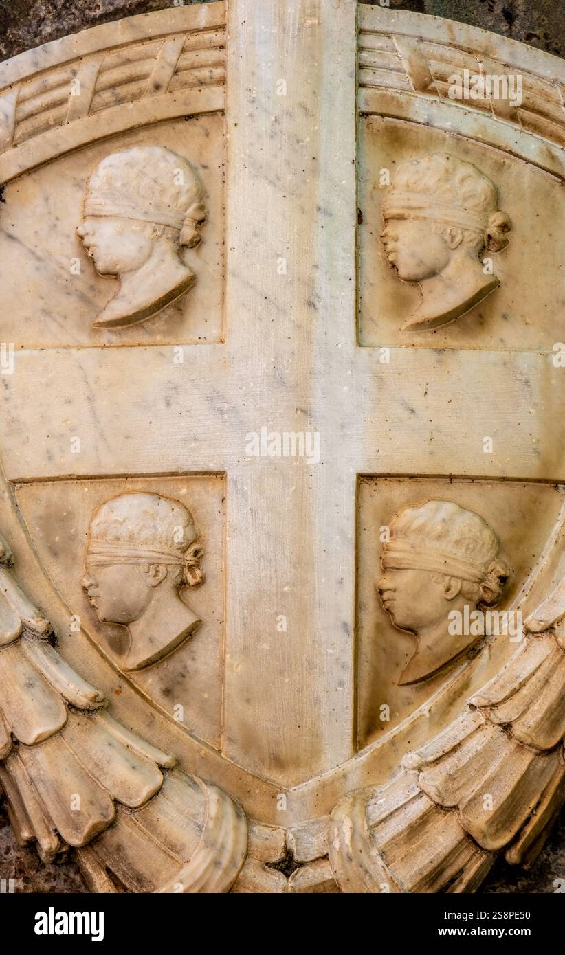 Landesflagge a Stein, per iniziativa del Reduci, Santu Lussurgiu, Europe, Provinz Oristano, Italien Foto Stock