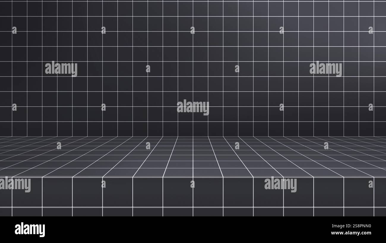 Sfondo vuoto della sala da studio moderna, display del prodotto con spazio di copia per la visualizzazione dei contenuti, illustrazione 3D. Foto Stock