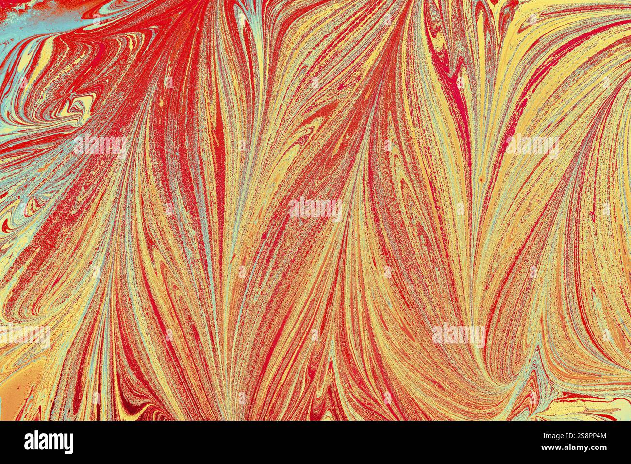 Bella arte astratta di tecniche di pittura di marbling Ebru sull'acqua con vernici acriliche Foto Stock