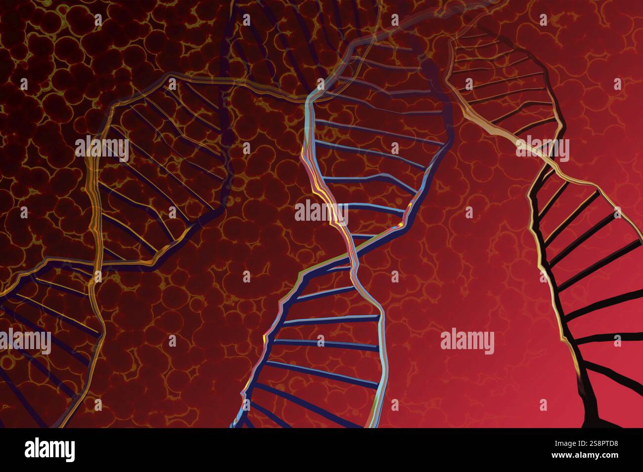 Concetto di sequenziamento del genoma dell'editing del genoma. Biotecnologia della molecola Foto Stock