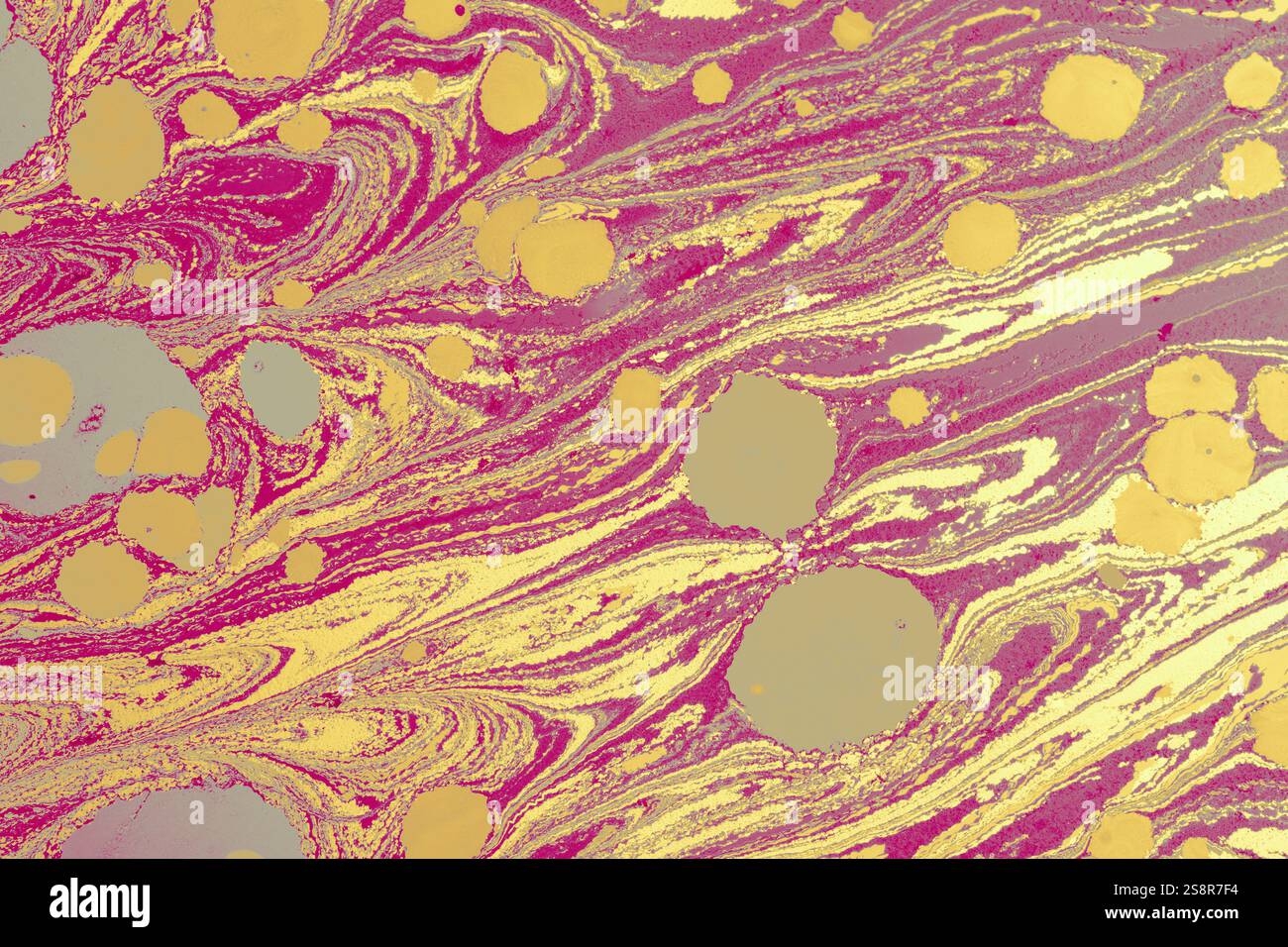 Bella arte astratta di tecniche di pittura di marbling Ebru sull'acqua con vernici acriliche Foto Stock