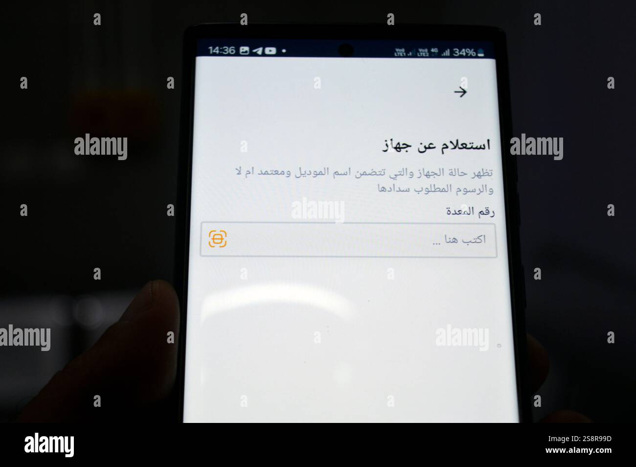 Cairo, Egitto, 18 gennaio 2025: Applicazione telefonica dell'Autorità doganale egiziana (ECA), una nuova applicazione mobile, Telephony Means My Phone, per registra Foto Stock