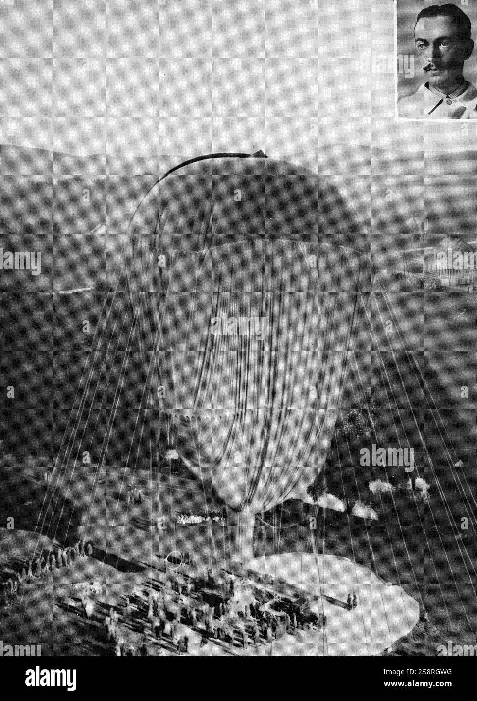 Illustrazione raffigurante Charles verde della balloon. Charles verde (1785-1870) un balloonist britannici. Datata del XIX secolo Foto Stock