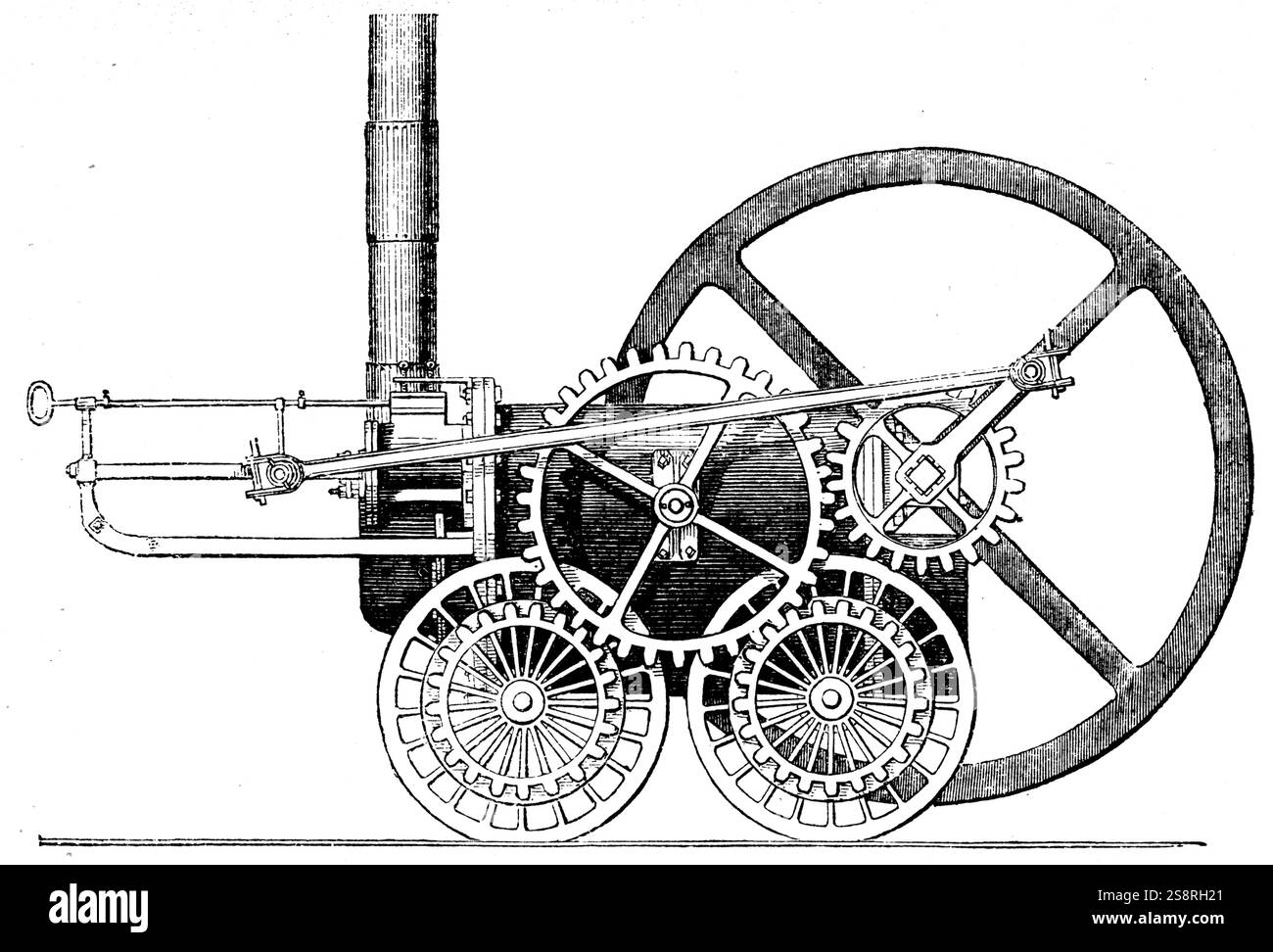 Illustrazione di Francesco Trevithick ad alta pressione motore del tram. Francesco Trevithick (1812-1877) uno dei la prima locomotiva ingegneri. Datata del XIX secolo Foto Stock