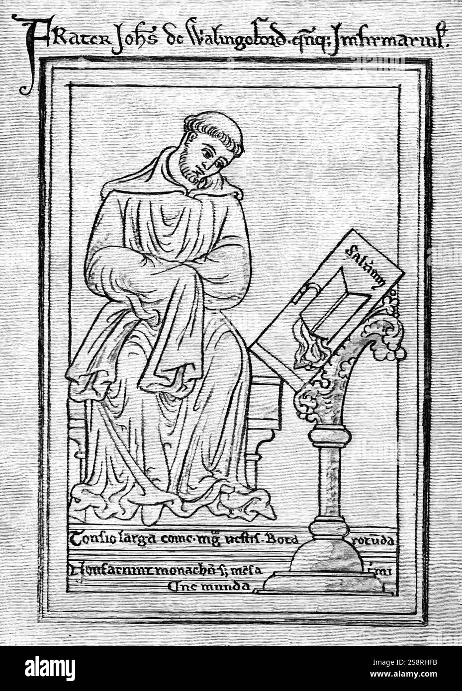 Ritratto di Giovanni di Wallingford, un monaco benedettino all Abbazia di St Albans. Datata xiii secolo Foto Stock