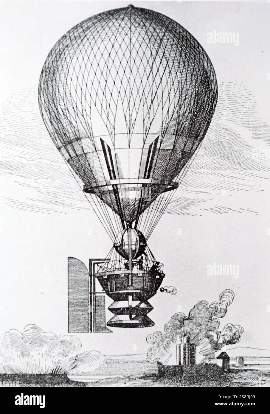 Incisione raffigurante Jean-Pierre Blanchard (1753-1809) inventore francese e il dott. John Jeffries (1745-1819) un medico americano, scienziato e un chirurgo militare. In data xx secolo Foto Stock