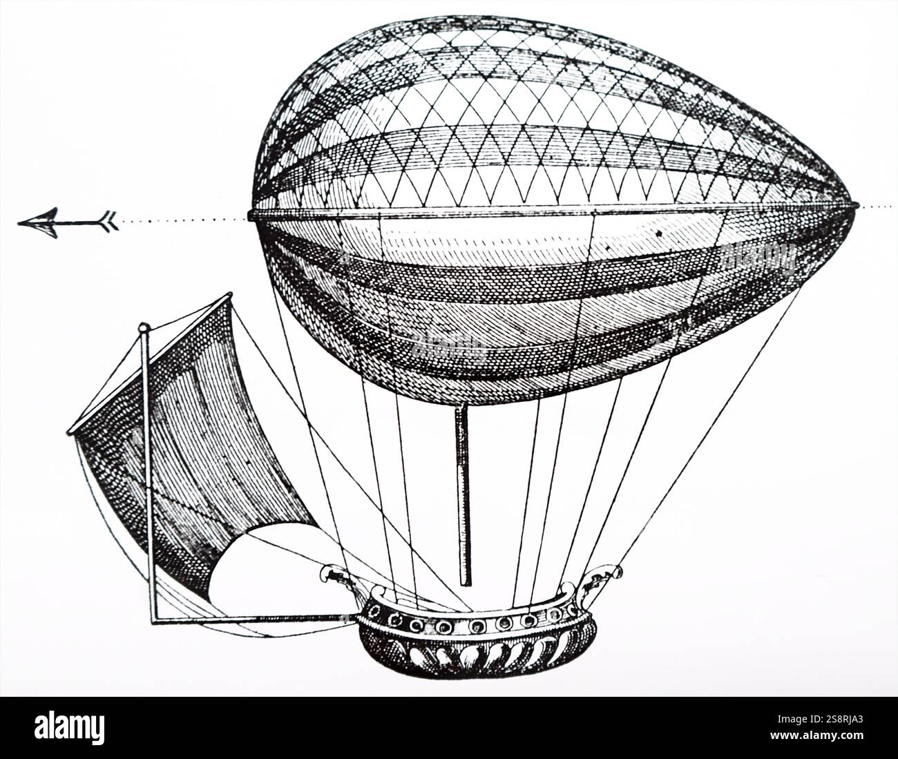 Incisione raffigurante Jean-Pierre Blanchard della balloon. Datata xviii secolo Foto Stock