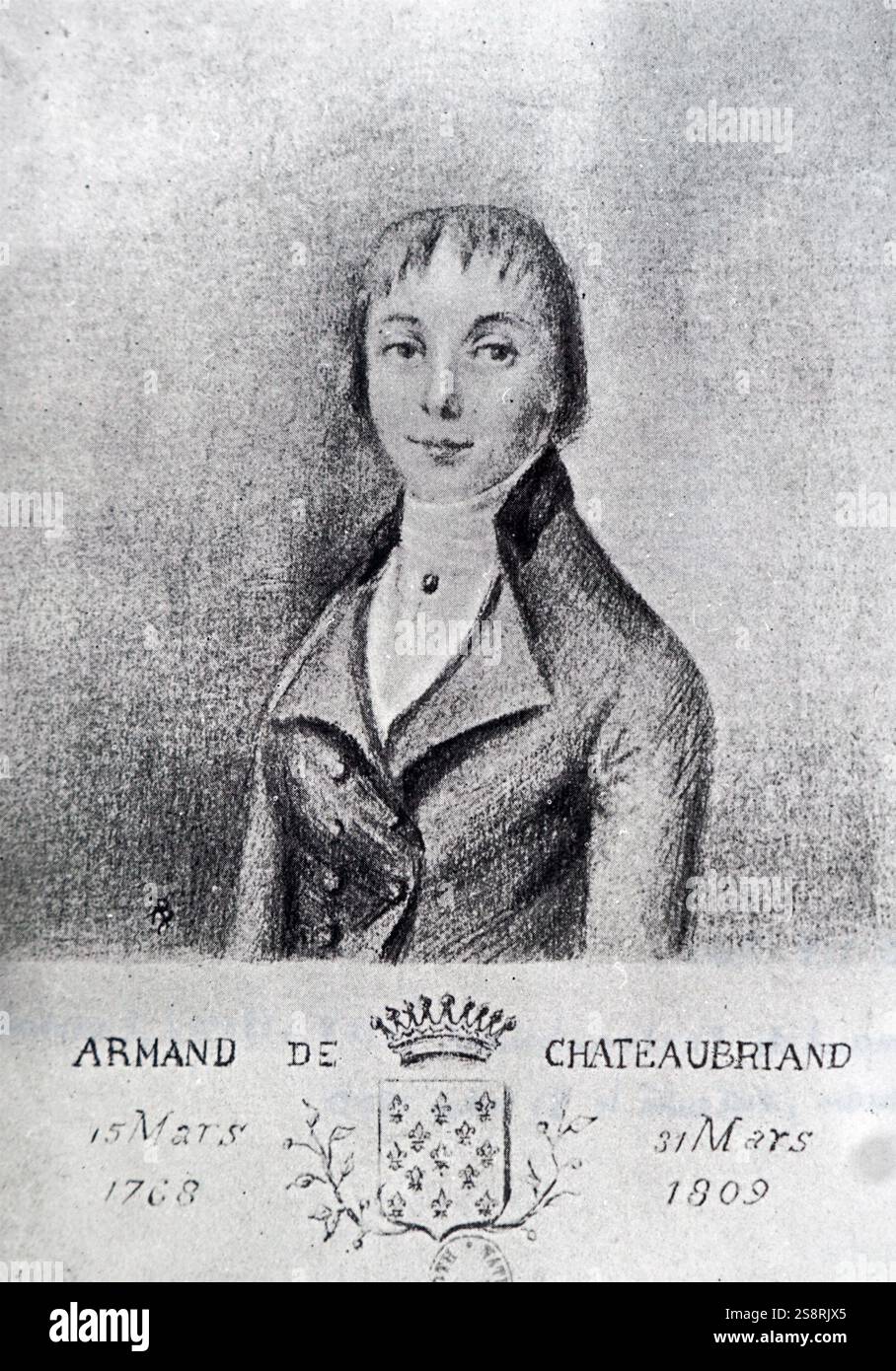 Torre in una foresta francese impostata tra alberi che potrebbero eventualmente sono state un XIX secolo hunting lodge. Datata del XIX secolo Foto Stock