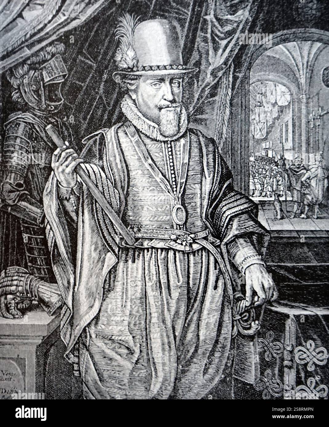 Incisi ritratto di John Maurice, principe di Nassau-Siegen (1604-1679) Principe di Nassau-Siegen e Gran Maestro dell Ordine di San Giovanni. Risalenti al XVII secolo Foto Stock