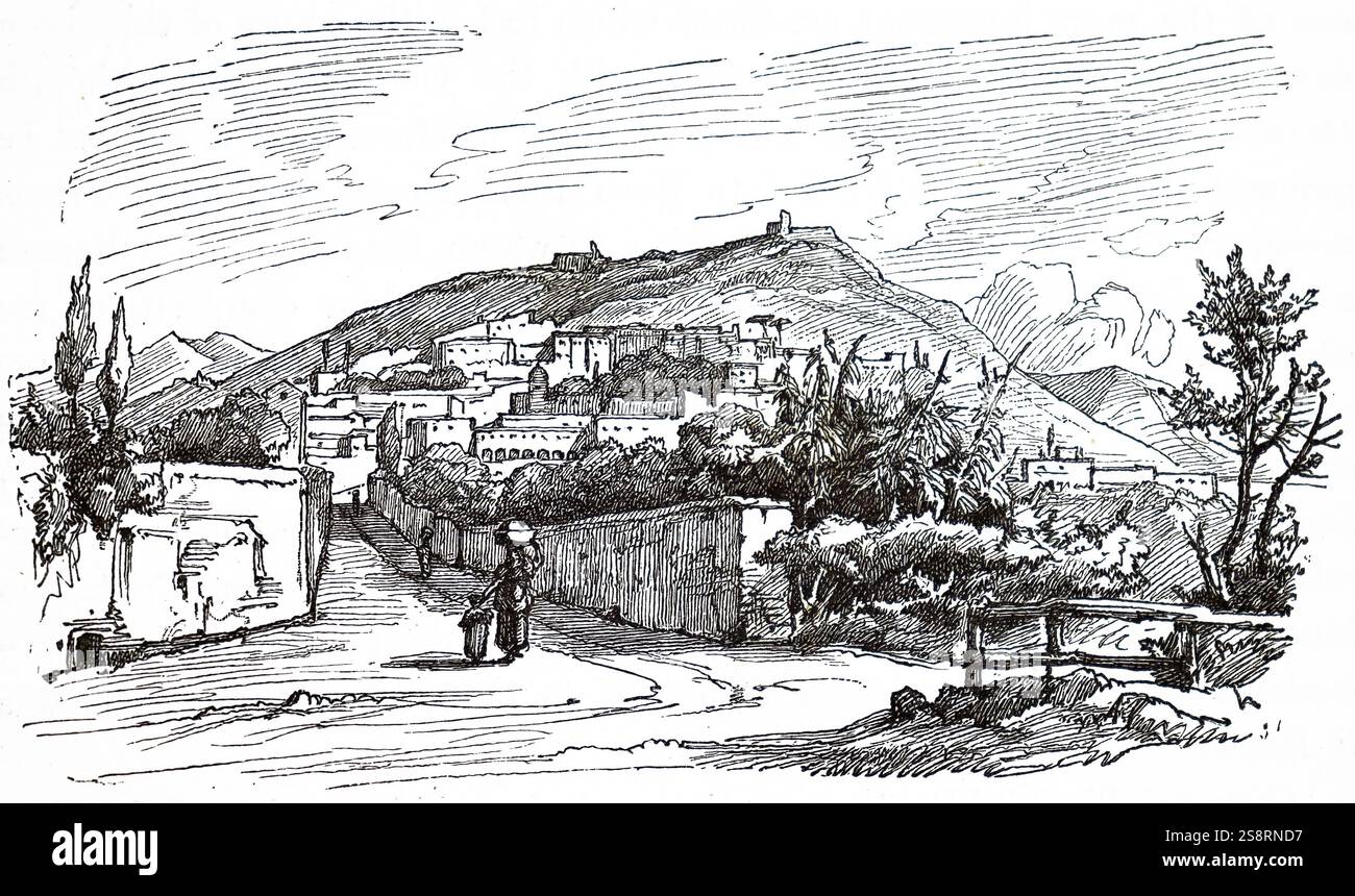 Incisione raffigurante una vista di Palestrina il luogo di nascita di Giovanni Pierluigi da Palestrina. Giovanni Pierluigi da Palestrina (1525-1594) un rinascimento italiano compositore di musica sacra e il rappresentante della scuola romana di composizione musicale. Datata xviii secolo Foto Stock