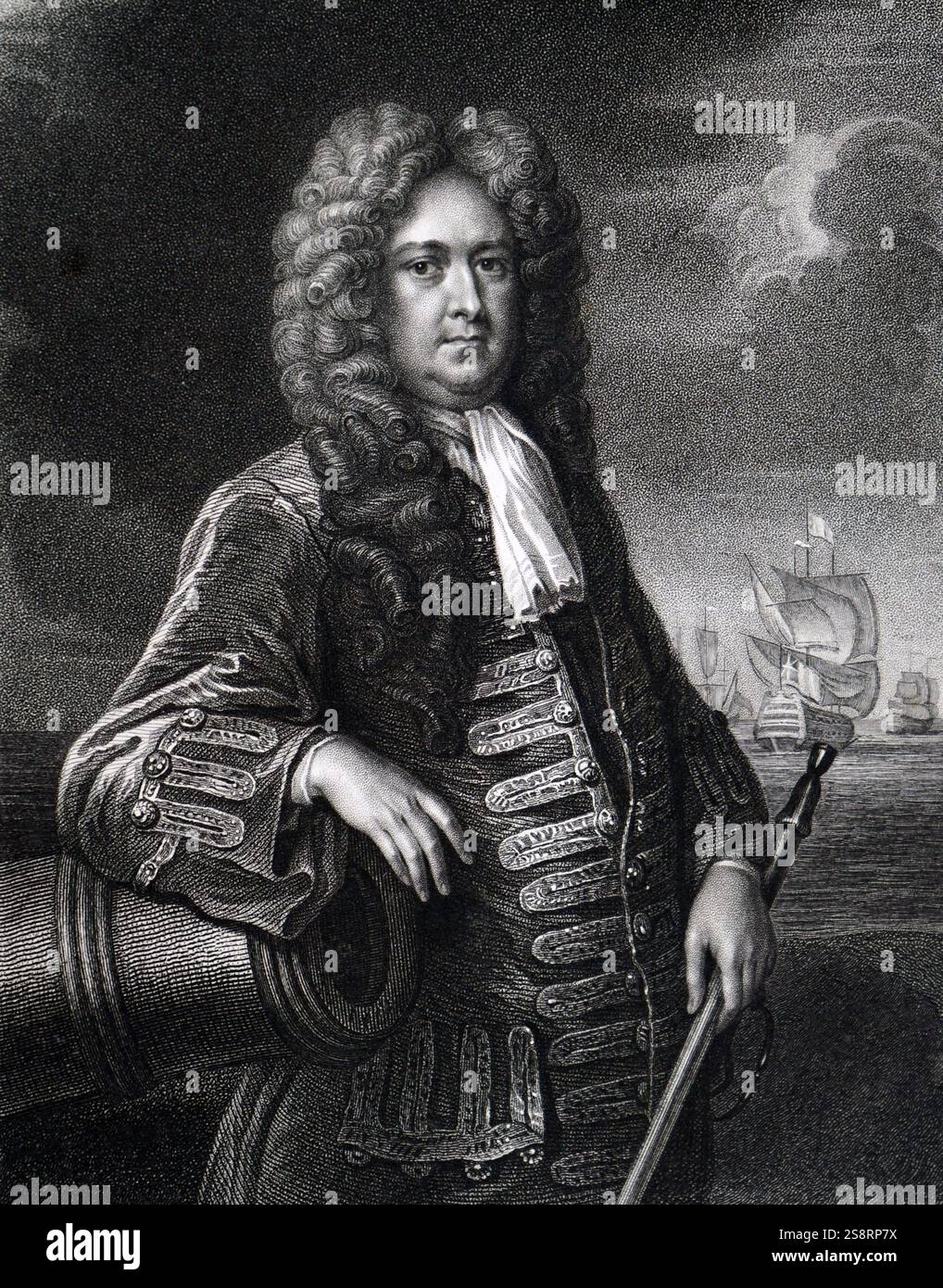 Ritratto di ammiraglio della flotta di Sir George Rooke (1650-1709) un inglese un ufficiale della marina. Datata xviii secolo Foto Stock