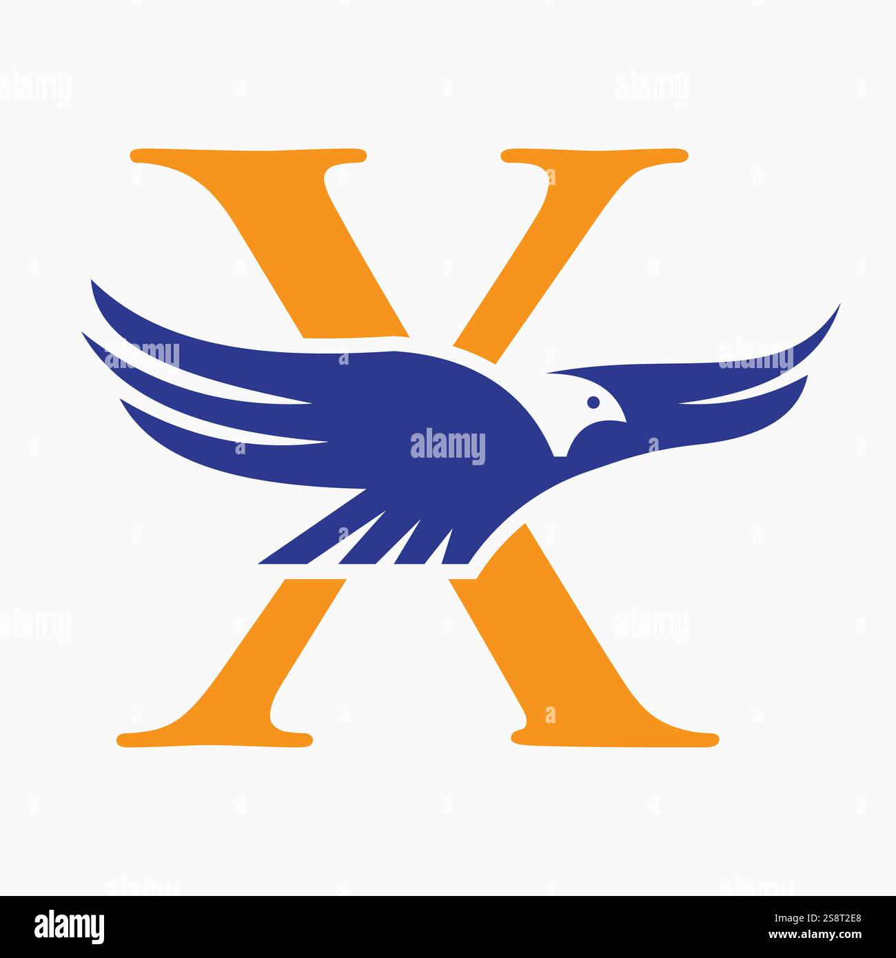 Logo monogramma Letter X Flying Eagle Concept for Speed Icon e Transportation Symbol Vector Sign Illustrazione Vettoriale