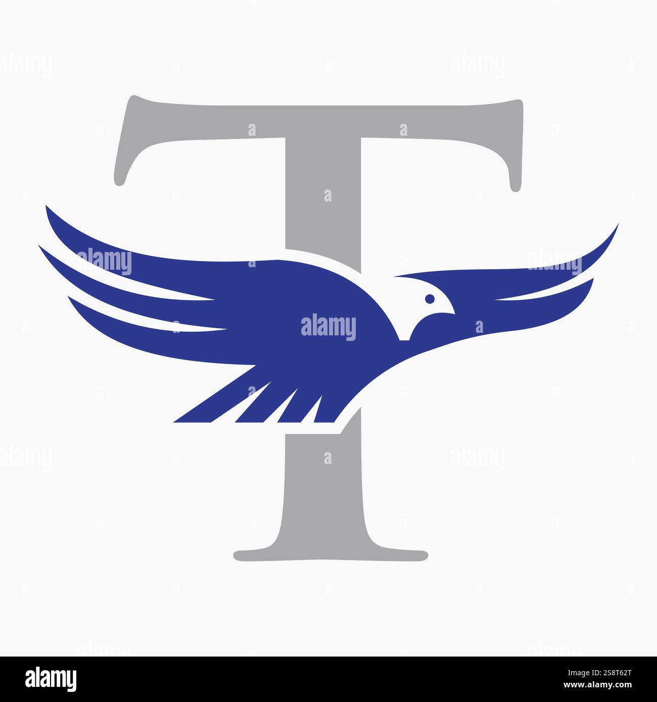 Logo monogramma Letter T Flying Eagle Concept for Speed Icon and Transportation Symbol Vector Sign Illustrazione Vettoriale