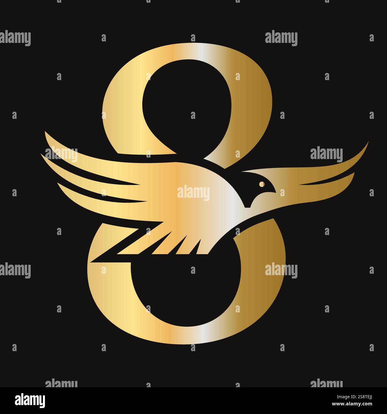 Lettera iniziale 8 Logo Flying Eagle Concept for Speed Icon and Transportation Symbol Vector Sign Illustrazione Vettoriale