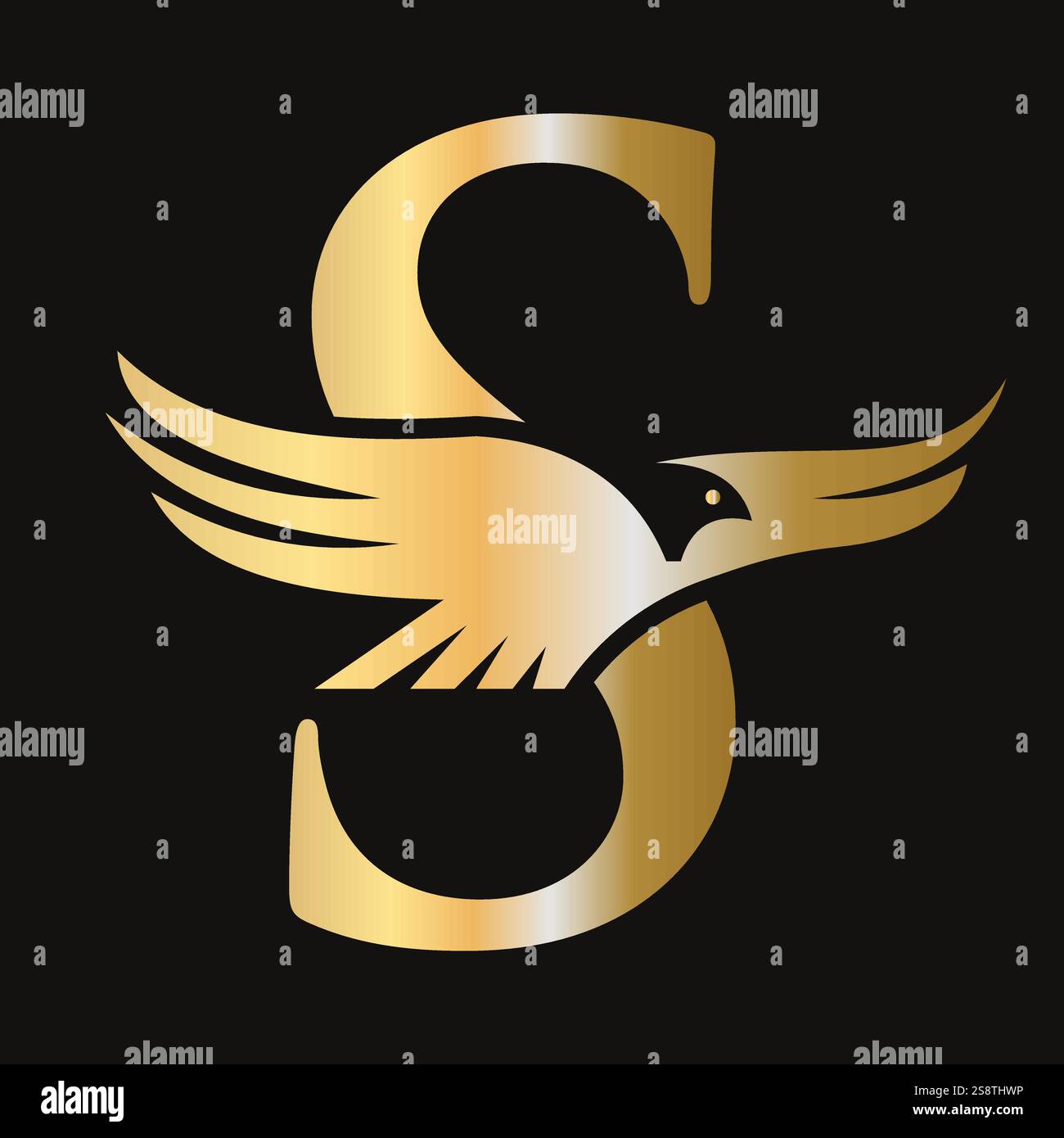 Lettera iniziale S Flying Eagle Logo Concept for Speed Icon e Transportation Symbol Vector Sign Illustrazione Vettoriale