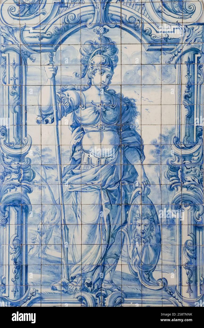 Lisbona, Portogallo. Piastrelle di ceramica tradizionale portoghese Azulejo. Foto Stock