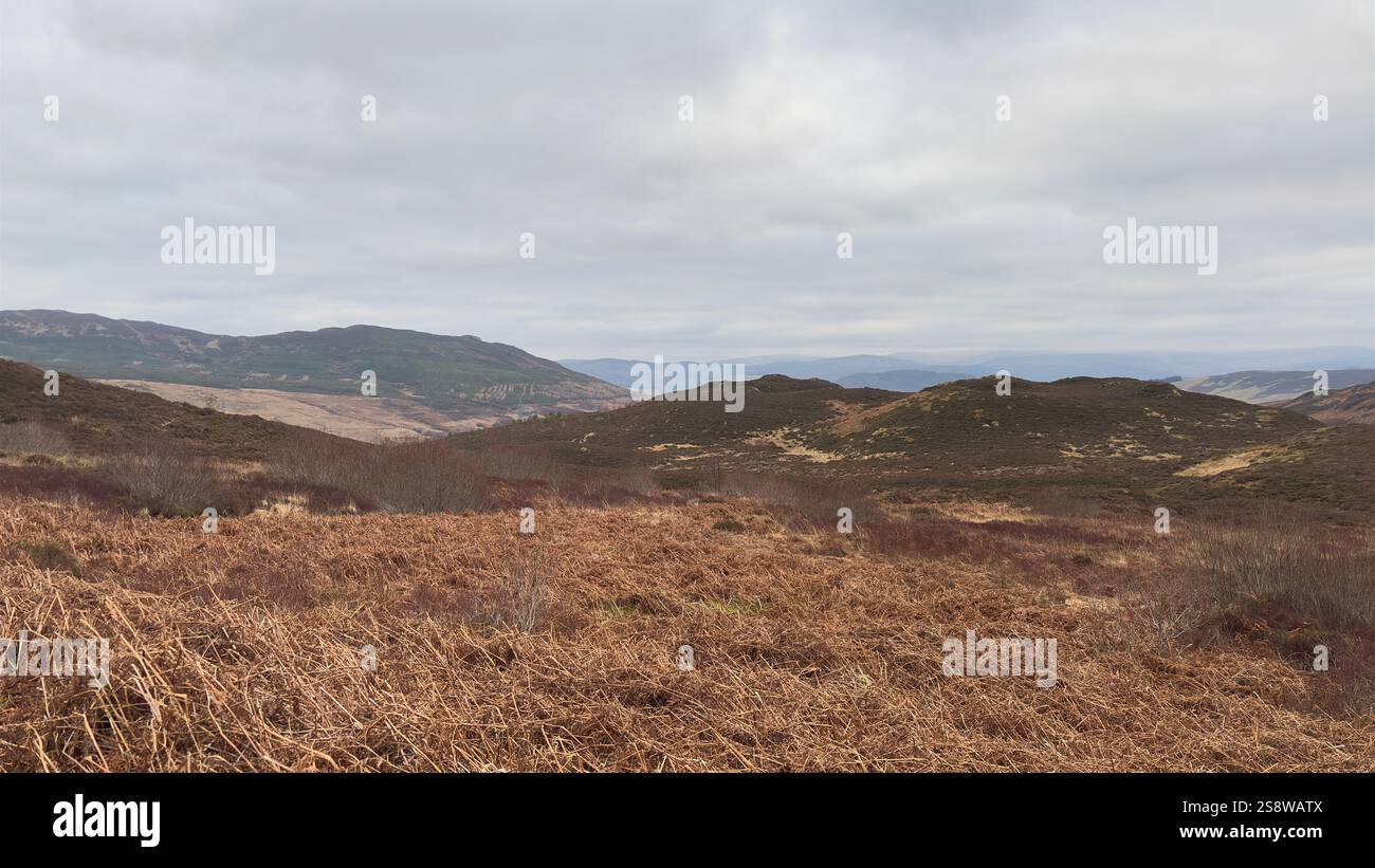 Monte Schihallian. Una collina di Monro vicino a Glengoulandie. Vista panoramica dalla collina di Dun Coillich Perthshire, Scozia - Immagine stock catturata con smartphone