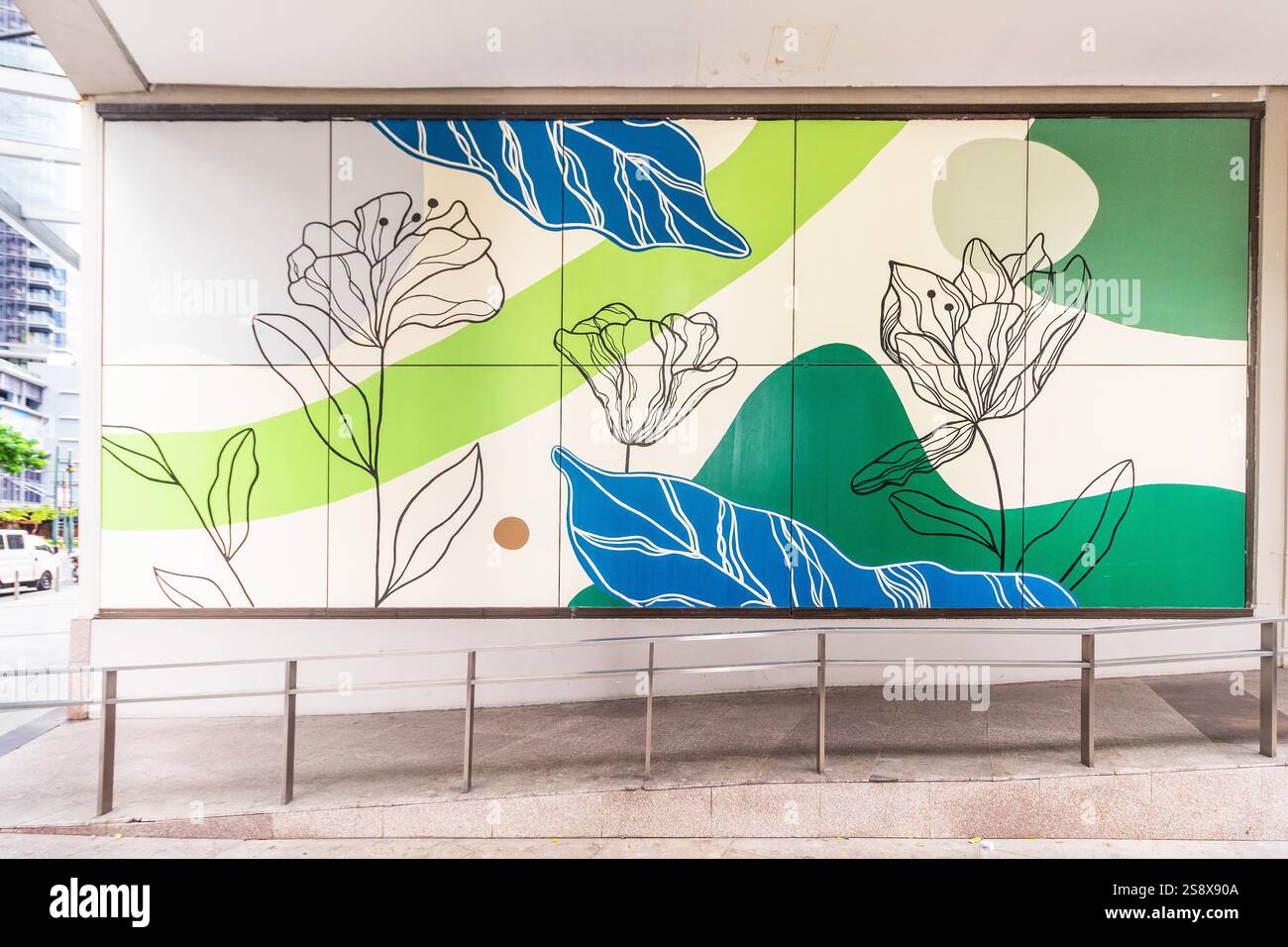 Murales colorati creati da artisti di strada locali a Metro Manila, Filippine Foto Stock