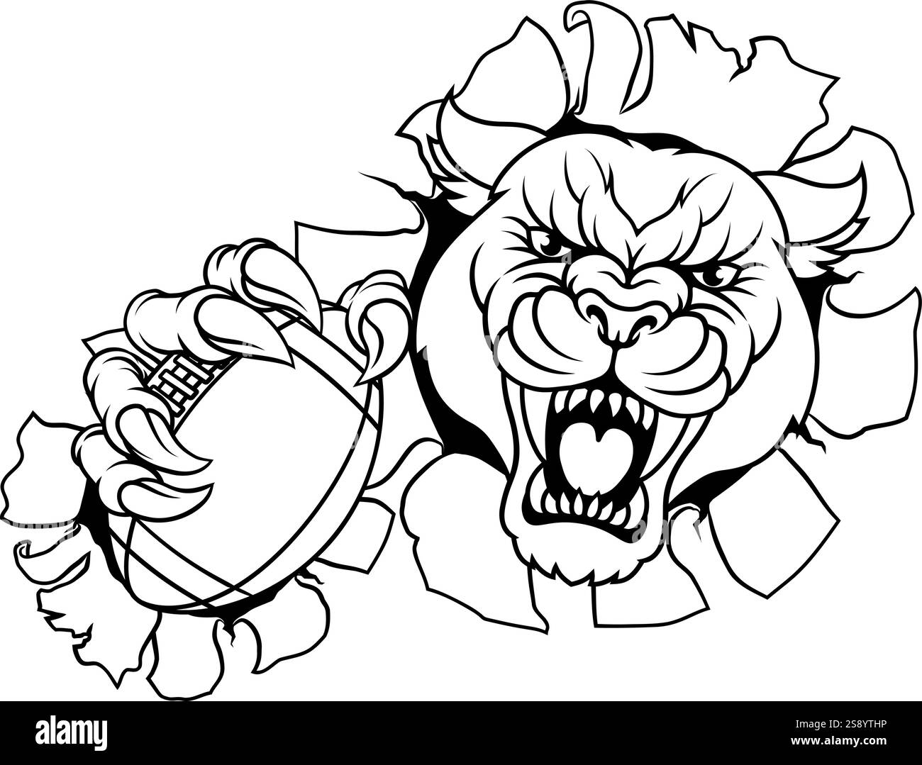 Panther Leopard Cougar, mascotte di football americano Illustrazione Vettoriale