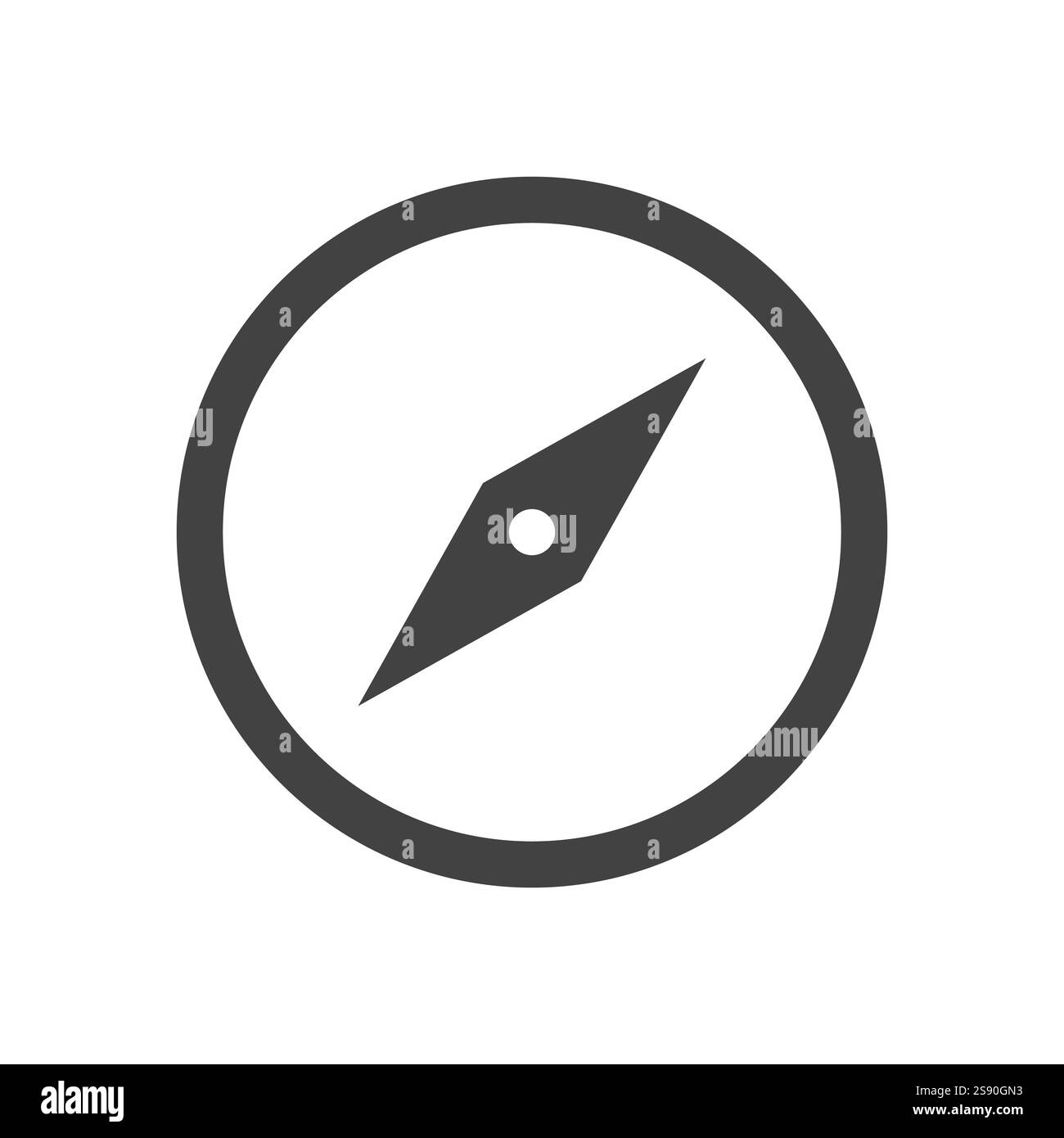 illustrazione del vettore piatto con l'icona dell'ago della bussola a linea circolare Illustrazione Vettoriale