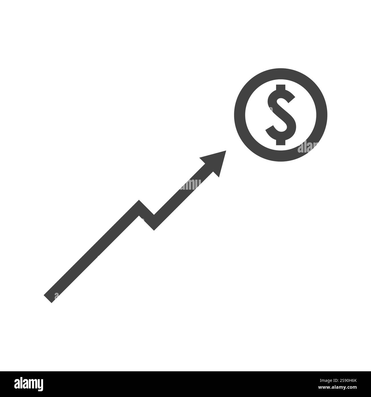 icona del grafico a freccia su del dollaro con disegno vettoriale piatto Illustrazione Vettoriale