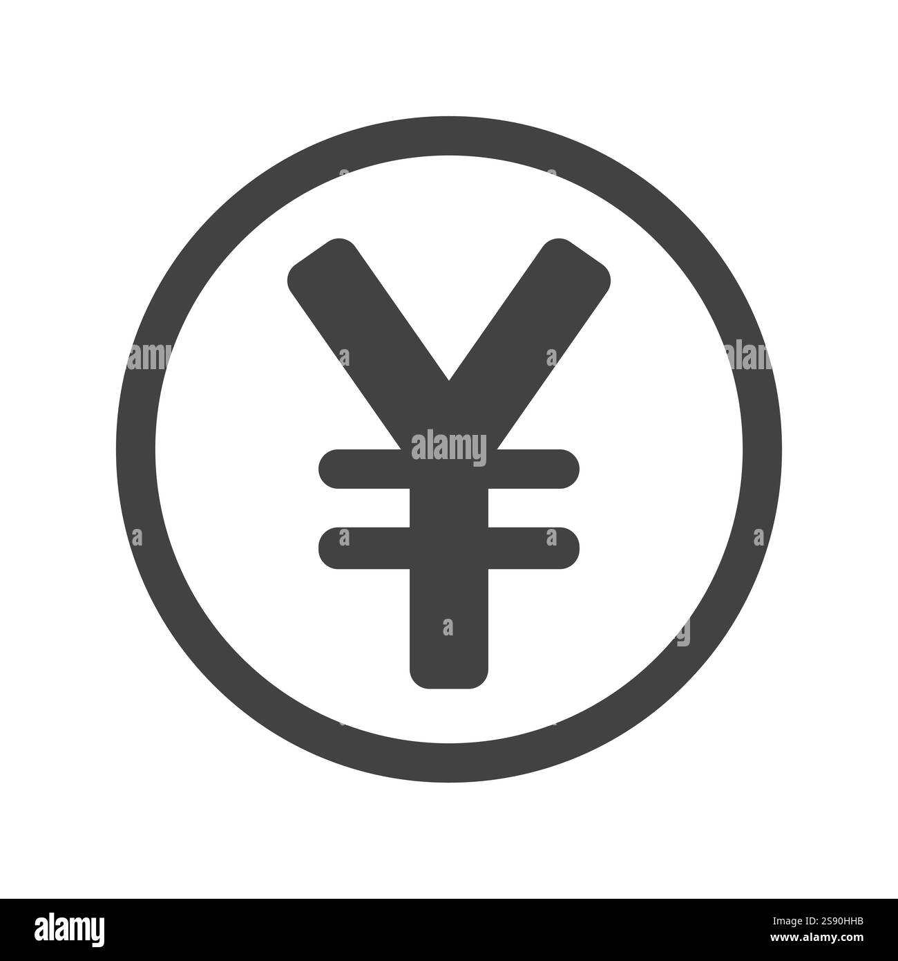 simbolo dell'icona della valuta yen o yuan isolato su sfondo bianco Illustrazione Vettoriale