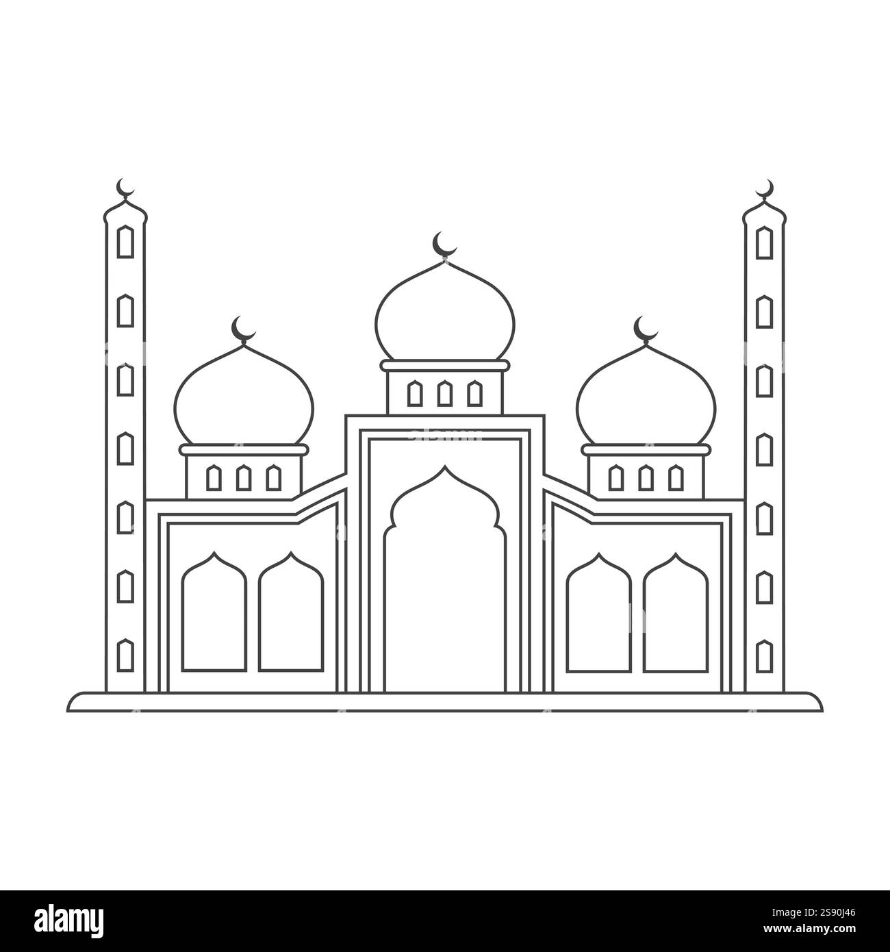 icona di linea architettura moschea disegno islamico illustrazione vettoriale Illustrazione Vettoriale