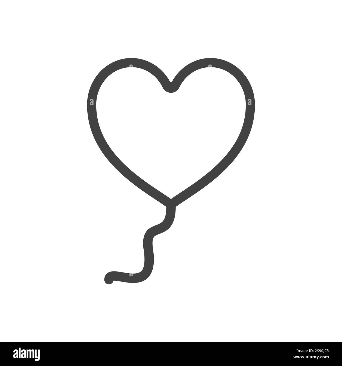 palloncini a forma di cuore con icona a linea su sfondo bianco Illustrazione Vettoriale