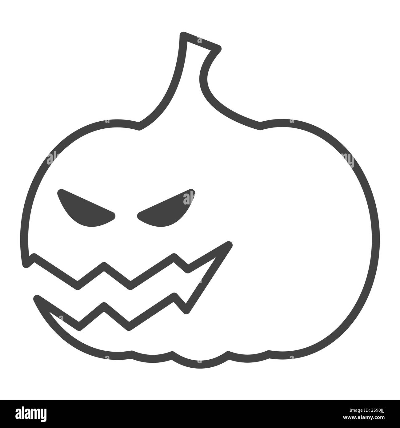 illustrazione piatta dell'icona della linea del vettore del sorriso della zucca Illustrazione Vettoriale