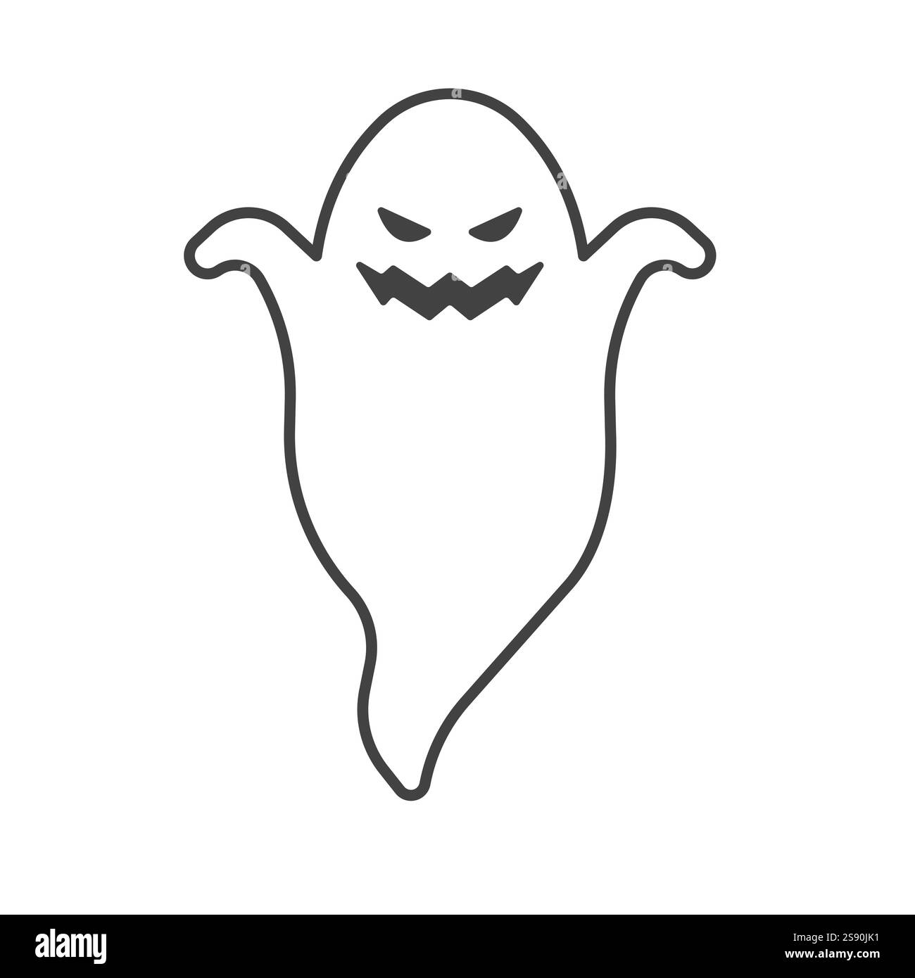 icona della linea immagine fantasma con immagine vettoriale raccapricciante Illustrazione Vettoriale