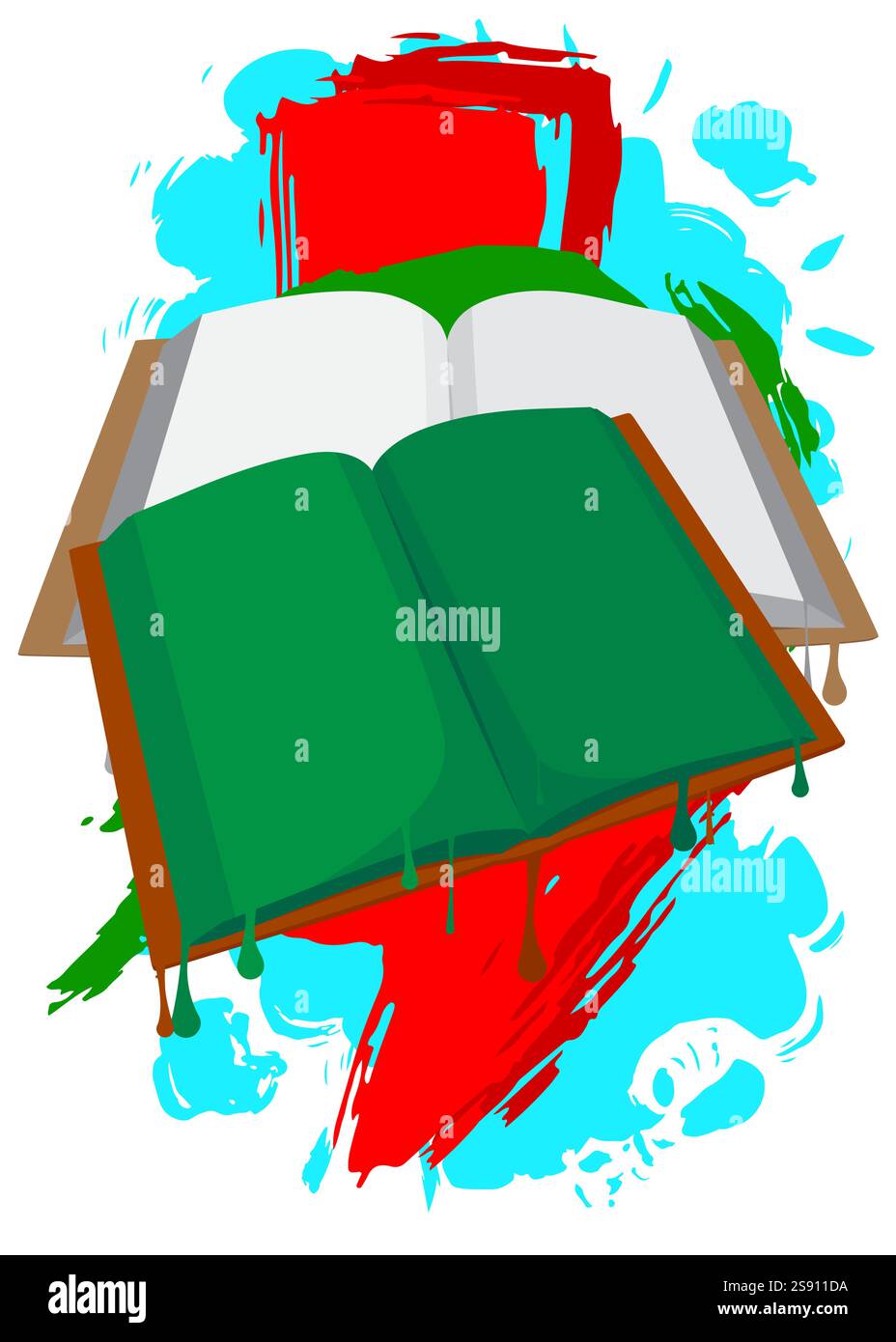 Graffiti del libro. Decorazione astratta di Street art moderna eseguita in stile di pittura urbana. Illustrazione Vettoriale