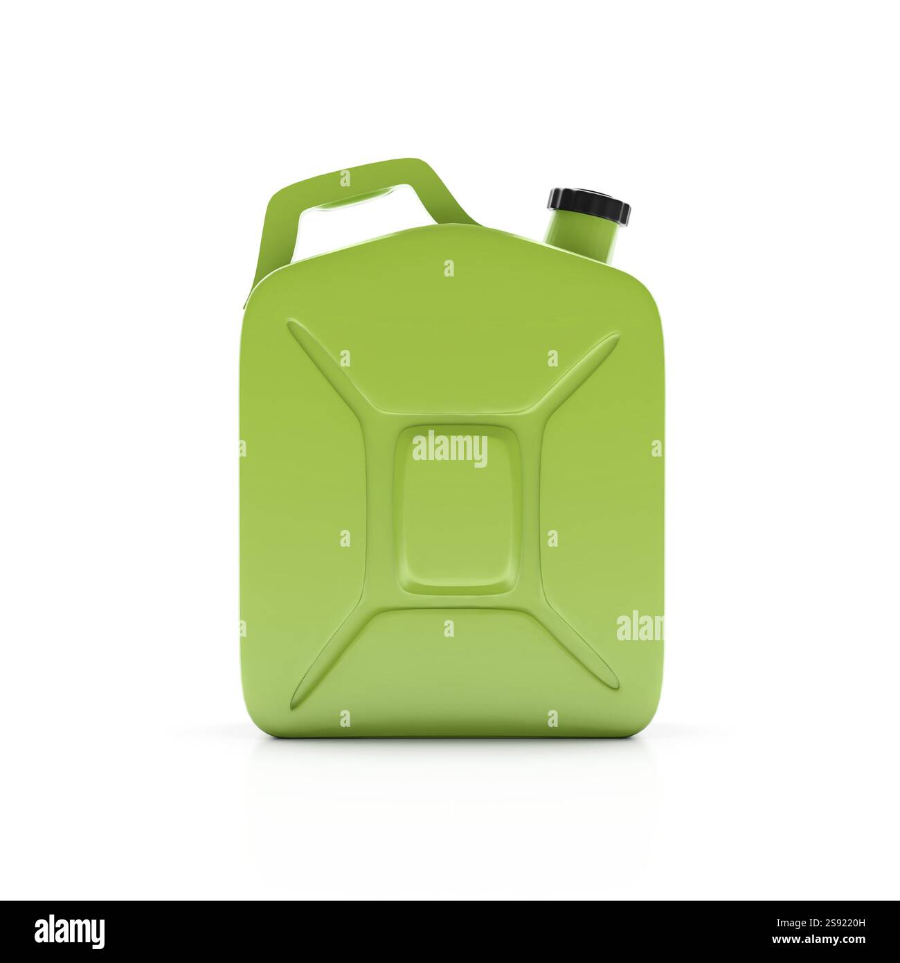 Una benzina verde può su sfondo bianco. Illustrazione 3D Foto Stock