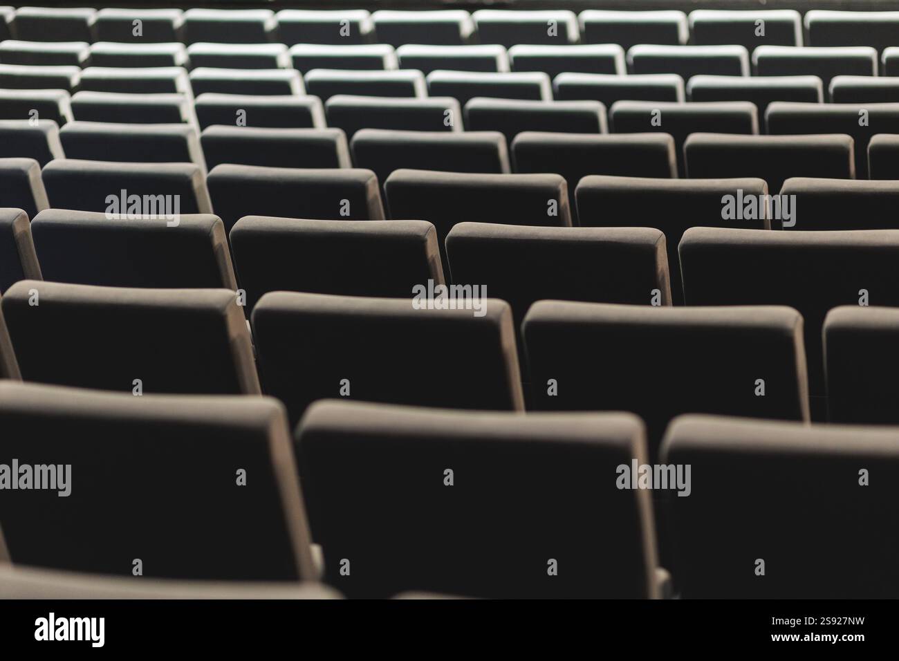 File di posti vuoti in un auditorium o in un teatro, creando un senso di anticipazione e potenziale. Foto di alta qualità Foto Stock