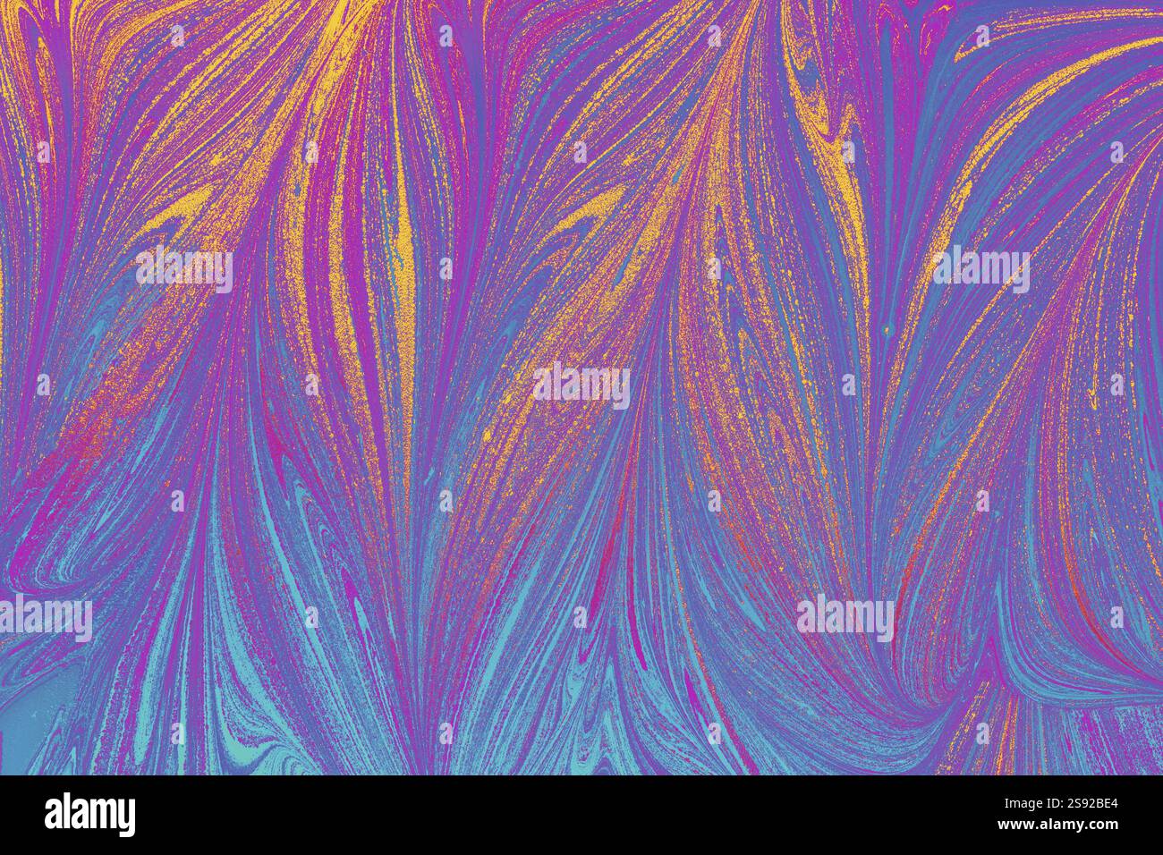 Bella arte astratta di tecniche di pittura di marbling Ebru sull'acqua con vernici acriliche Foto Stock