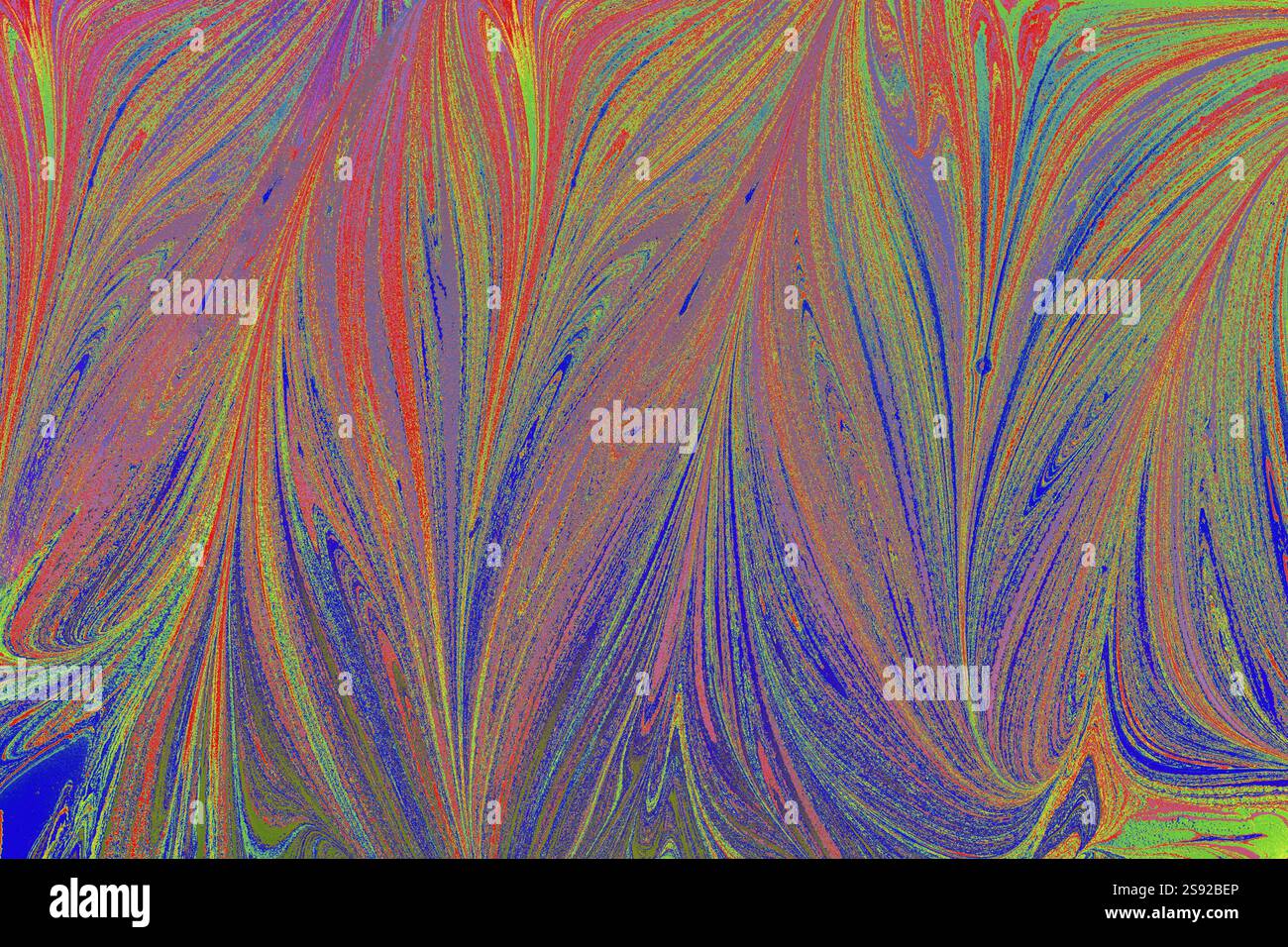 Bella arte astratta di tecniche di pittura di marbling Ebru sull'acqua con vernici acriliche Foto Stock