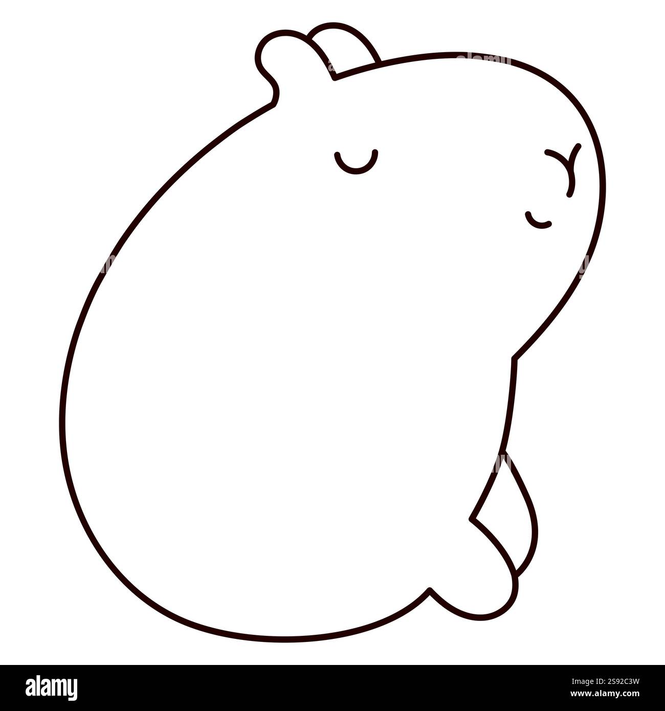 Kawaii carino profilo Capybara. Colorazione del disegno della linea della pagina. Illustrazione Vettoriale