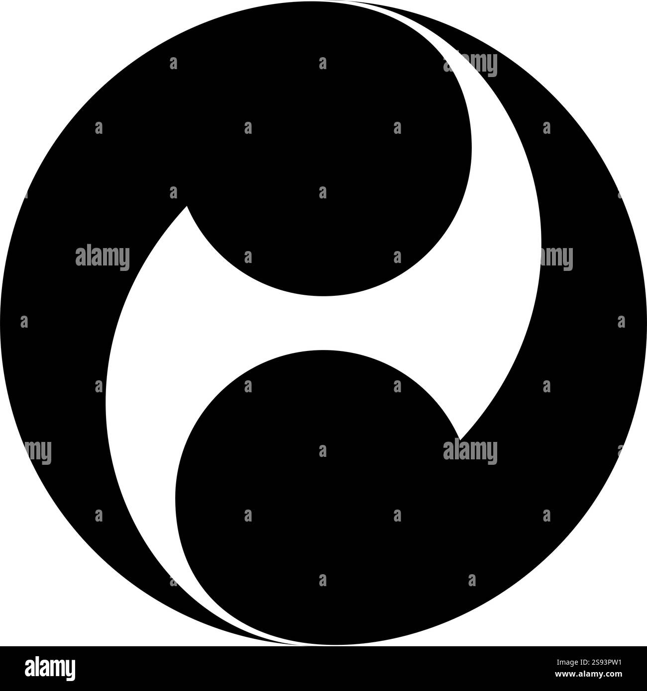 Simbolo Tomoe segno religioso religioni giapponesi icona orientale a due petali colore nero immagine vettoriale stile piatto semplice Illustrazione Vettoriale