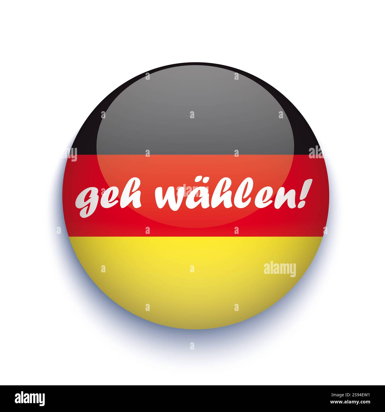 Geh Waehlen pulsante tedesco testo tedesco Geh Waehlen, traduci Vai a votare. Foto Stock