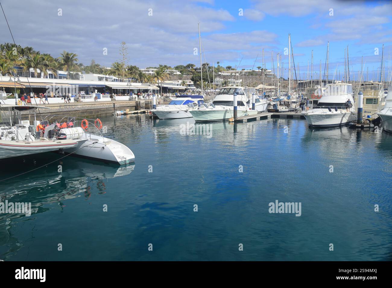 Porto turistico di Puerto Calero, Lanzarote, Isole Canarie, Spagna, Europa Foto Stock