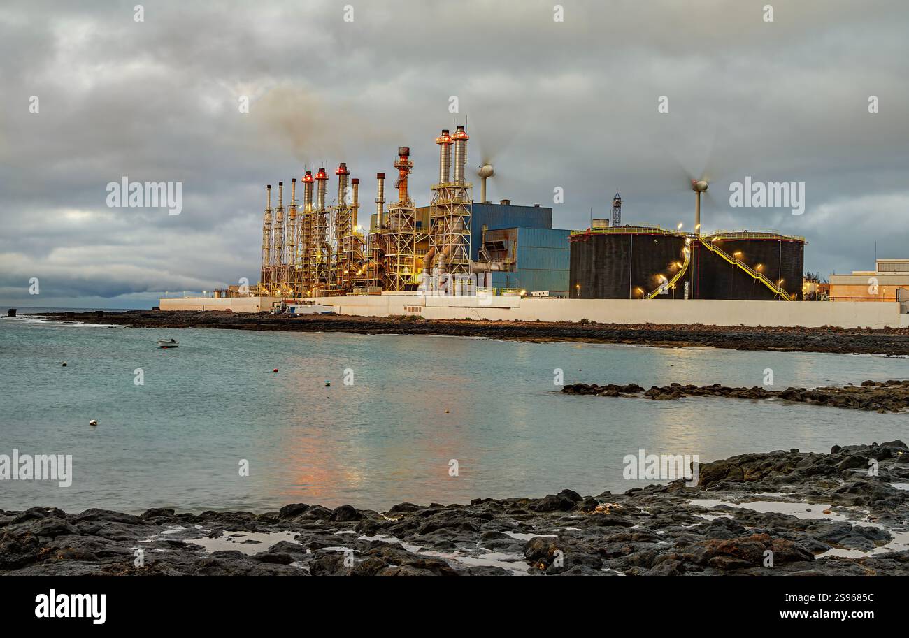 Impianto di desalinizzazione Lanzarote, Isole Canarie. Foto Stock