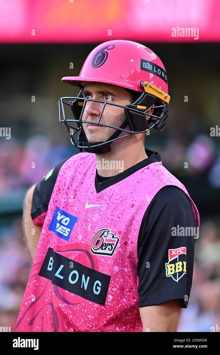Kurtis Patterson dei Sydney Sixers ha visto durante la Big Bash League il match Challenger tra Sydney Sixers e Sydney Thunder al Sydney Cricket Ground. Punteggio finale Sydney Sixers 151/7 (20 over), Sydney Thunder 157/6 (18,5 over). (Foto di Ayush Kumar / SOPA Images/Sipa USA) Foto Stock
