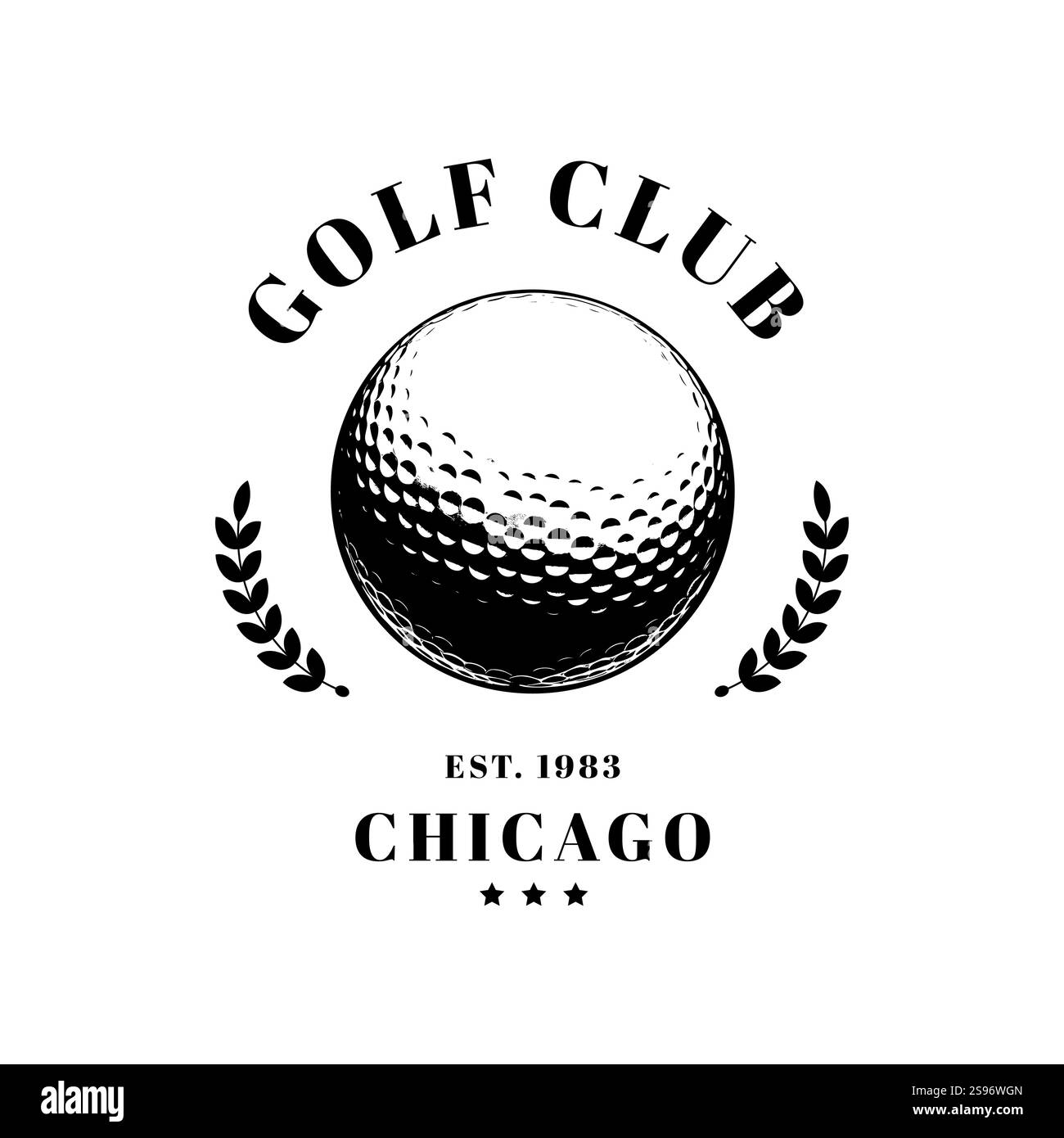 Logo Golf Club Vector vintage in bianco e nero Illustrazione Vettoriale