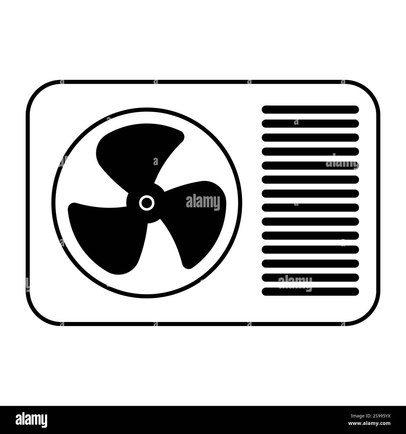 Icona pompa di calore, condizionatore d'aria per riscaldamento e raffreddamento di camere Illustrazione Vettoriale