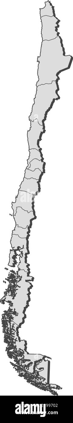 Mappa del Cile con le province. Illustrazione Vettoriale