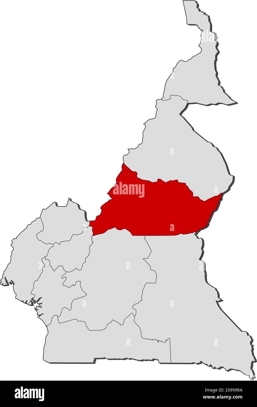 Mappa del Camerun con le province, Adamawa è evidenziata. Illustrazione Vettoriale