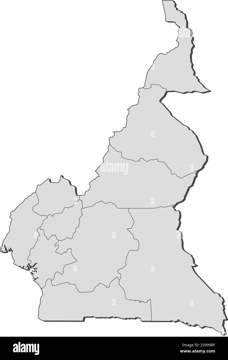 Mappa del Camerun con le province. Illustrazione Vettoriale