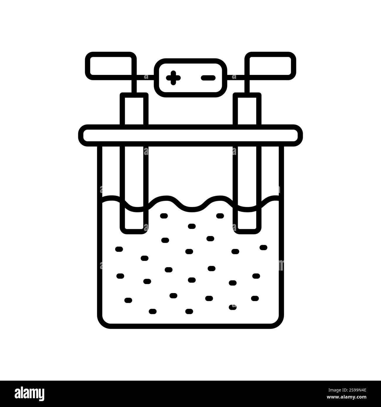 Icona nera linea elettrolisi. Firma per pagina Web, app mobile, pulsante, logo. Pulsante isolato vettore. Traccia modificabile. Illustrazione Vettoriale