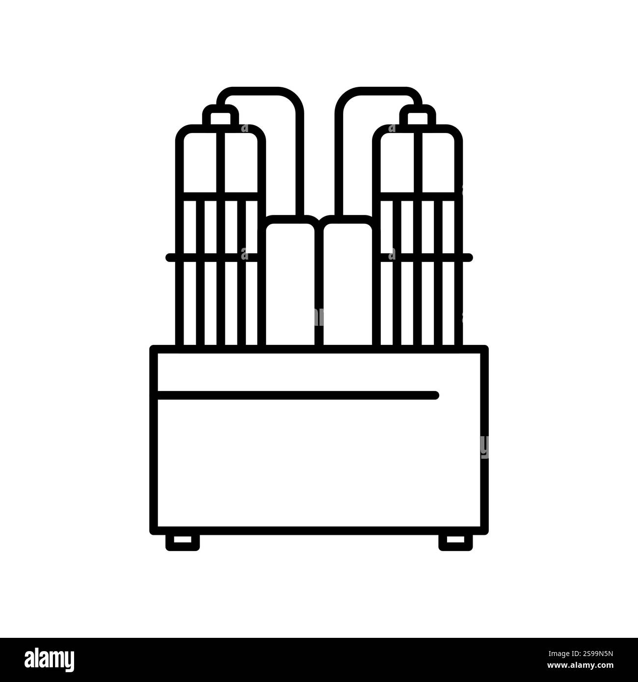 Icona nera della linea dell'elettrolizzatore. Firma per pagina Web, app mobile, pulsante, logo. Pulsante isolato vettore. Traccia modificabile. Illustrazione Vettoriale